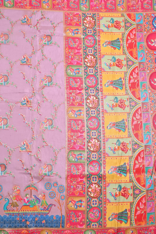 Exquisite Silk Saree with Intricate Multicolor Embroidery