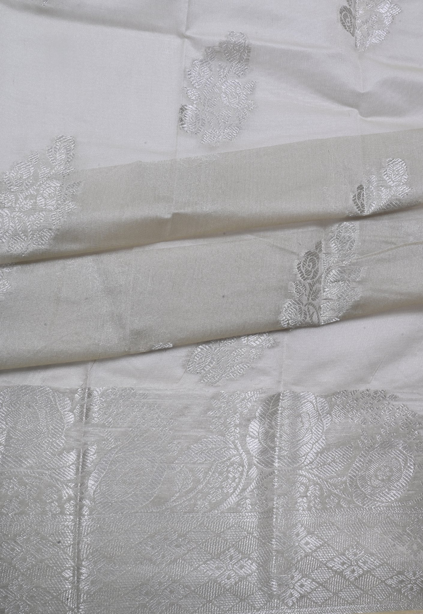 Silver Zari Work Banarasi Silk Saree