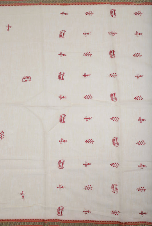 Elegant Weaves Handwoven Cotton Saree with Tribal Motifs