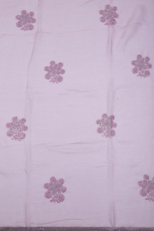 Lavender Chiffon Embroidered Saree with Silver Accents