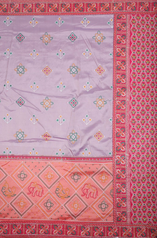 Lavender Silk Saree with Intricate Embroidery