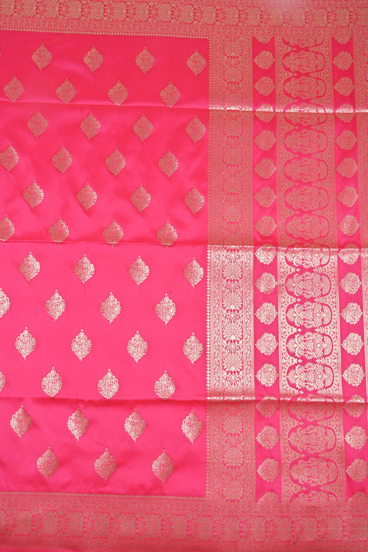 Pink Banarasi Silk Saree with Gold Zari Work