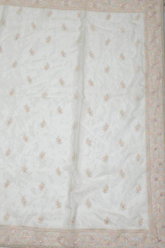 Pastel Green Organza Saree with Intricate Floral Embroidery