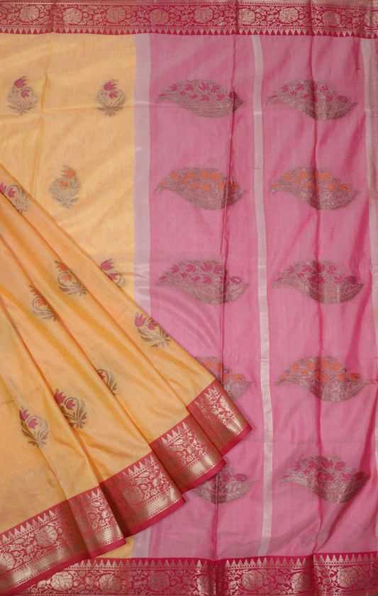 Elegant Weaves Dual-Tone Silk Saree with Zari Border