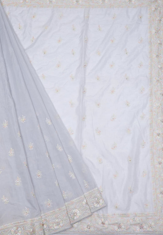Pastel Embroidered Organza Saree