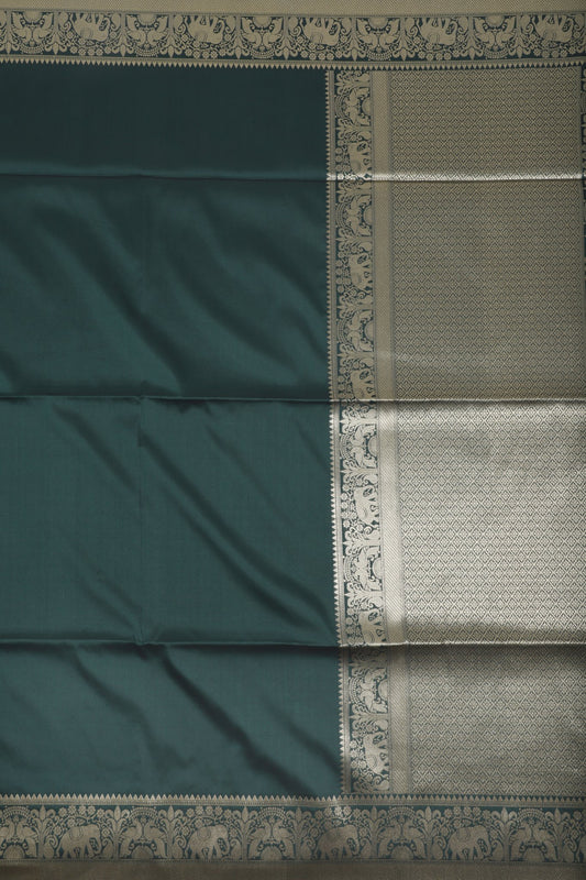 Emerald Green Silk Saree with Intricate Zari Work