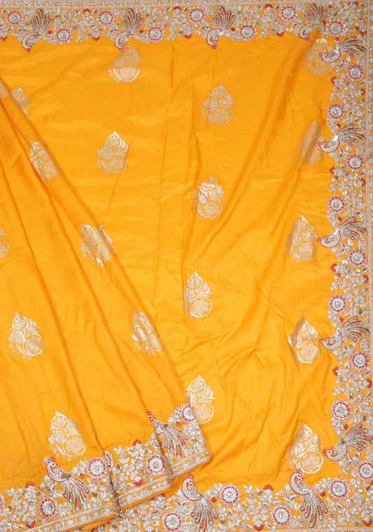 Sunshine Yellow Silk Embroidered Saree