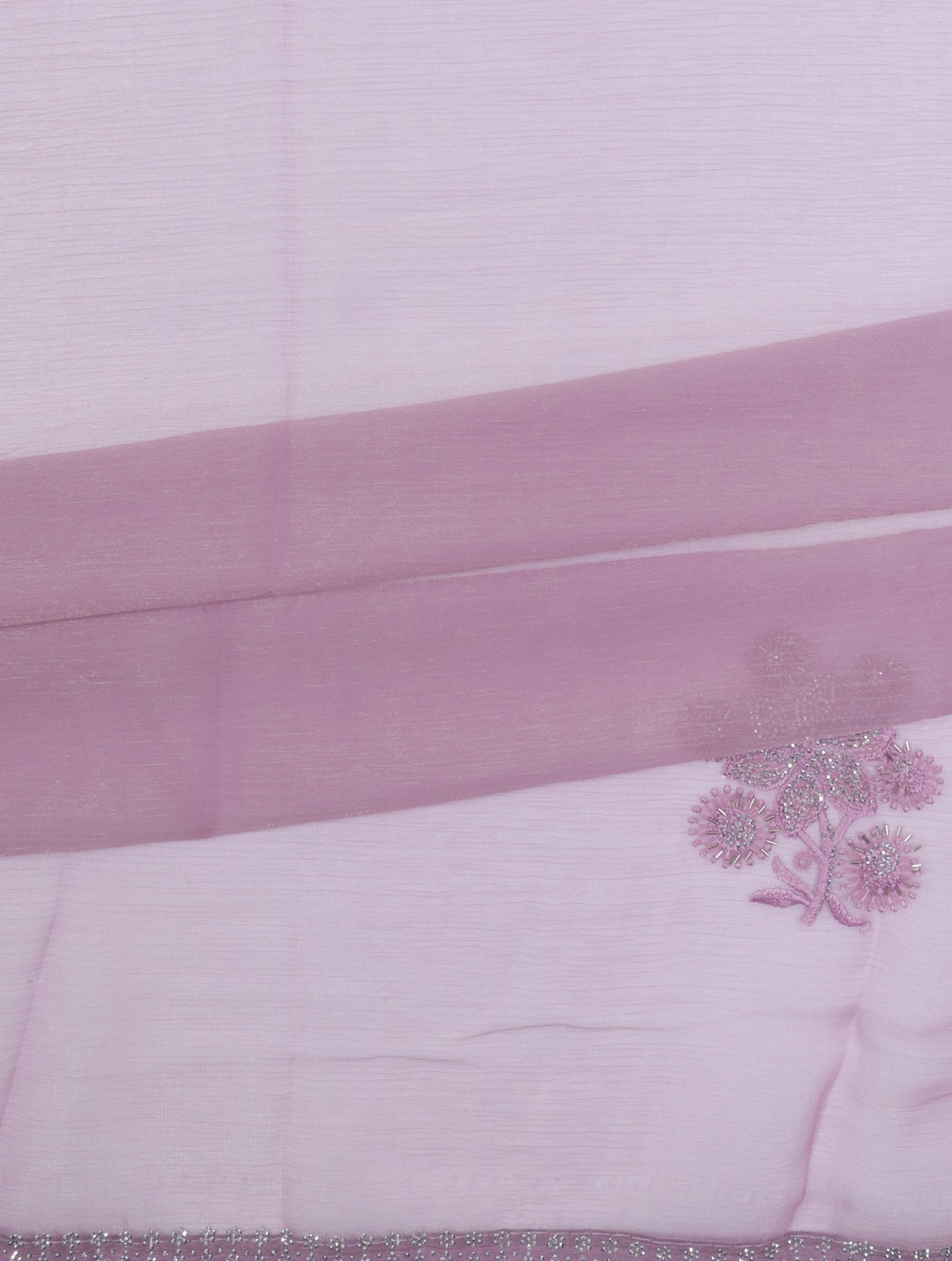 Lavender Chiffon Embroidered Saree with Silver Accents