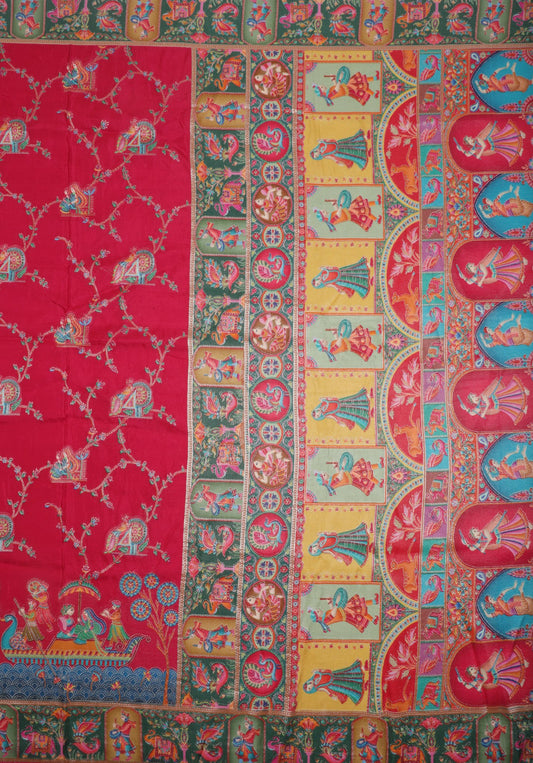 Vibrant Multicolor silk Saree with Traditional Motifs