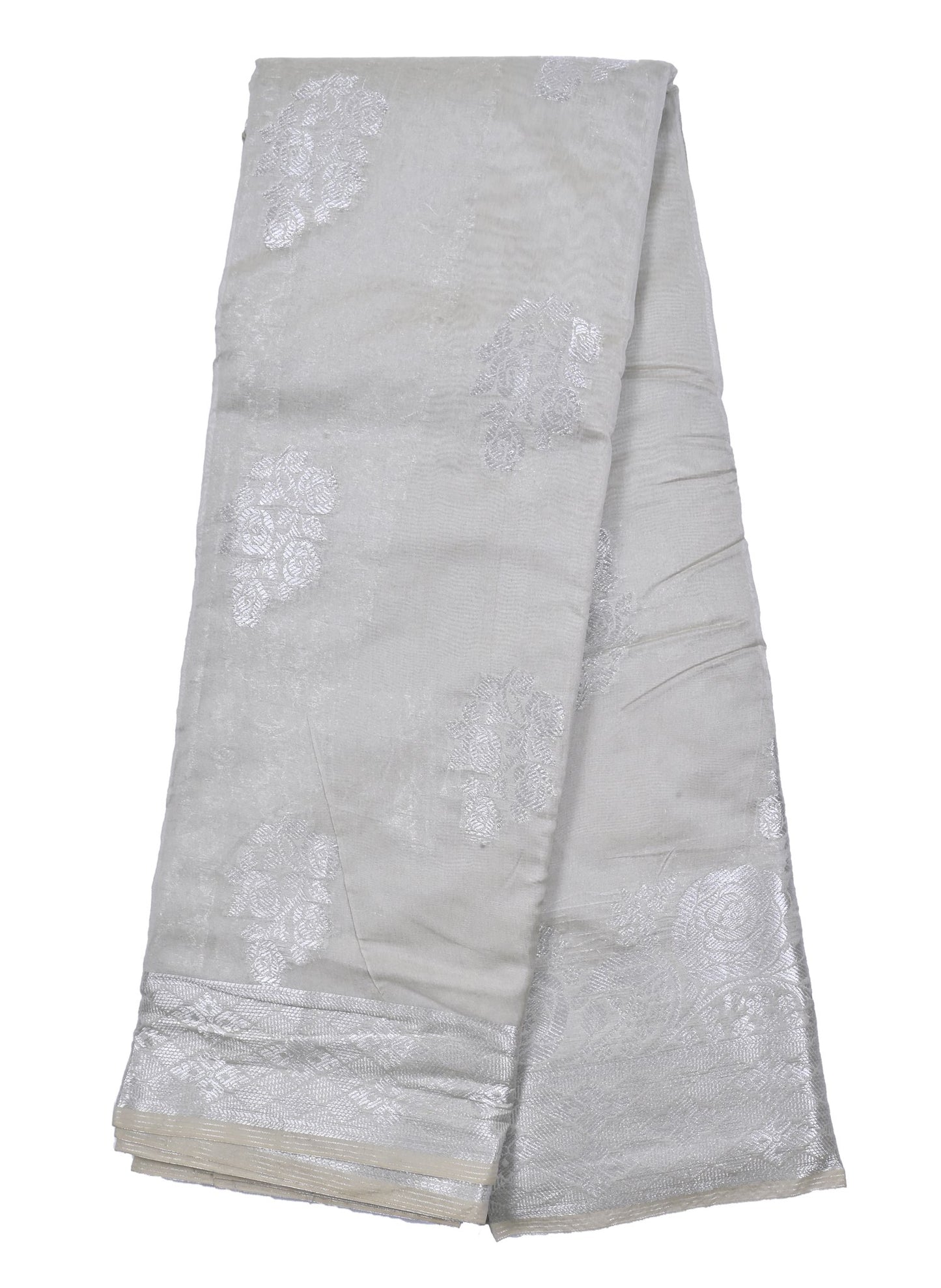 Silver Zari Work Banarasi Silk Saree
