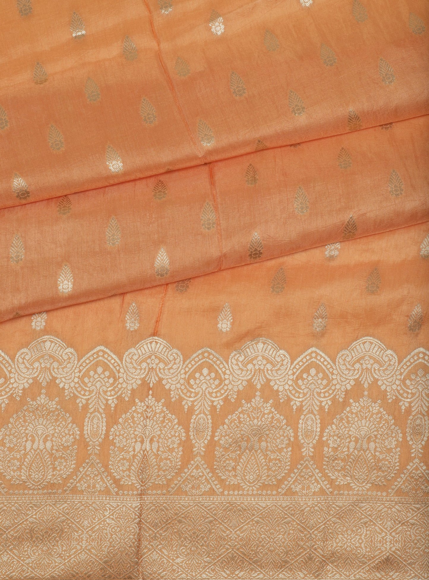 Peach Banarasi Silk Saree with Gold Zari Work