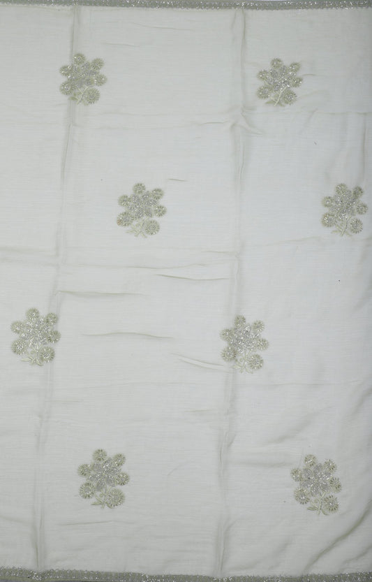 Elegant Weaves Light Green Chiffon Embroidered Saree