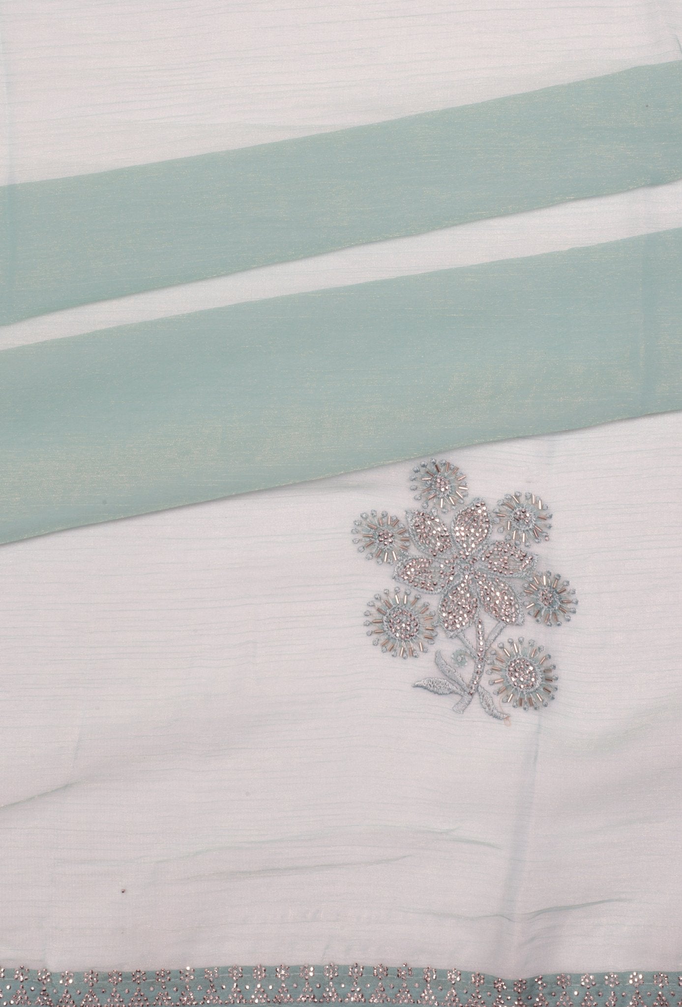 Pastel Blue Organza Saree with Intricate Silver Embroidery