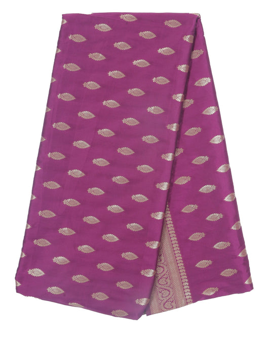Magenta Banarasi Silk Saree with Zari Leaf Motifs