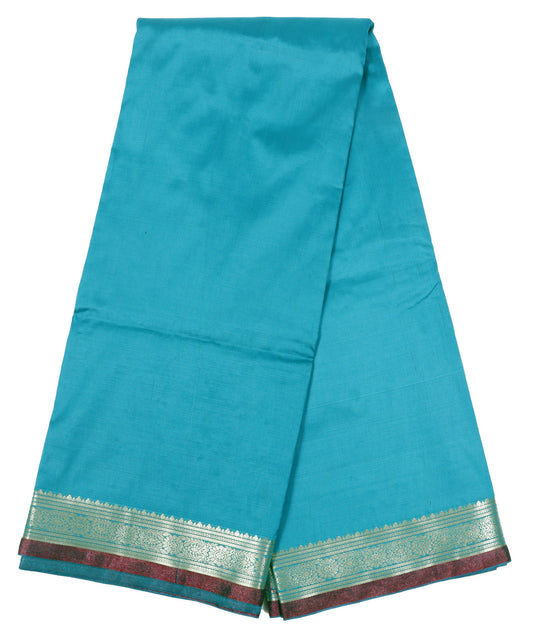 Elegant Weaves Turquoise and Pink Silk Saree with Zari Border