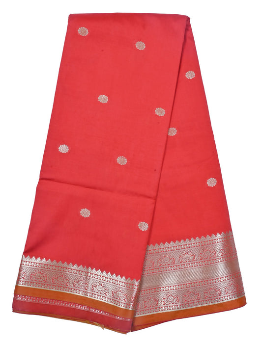 Radiant Red and Gold Silk Saree with Intricate Zari Work