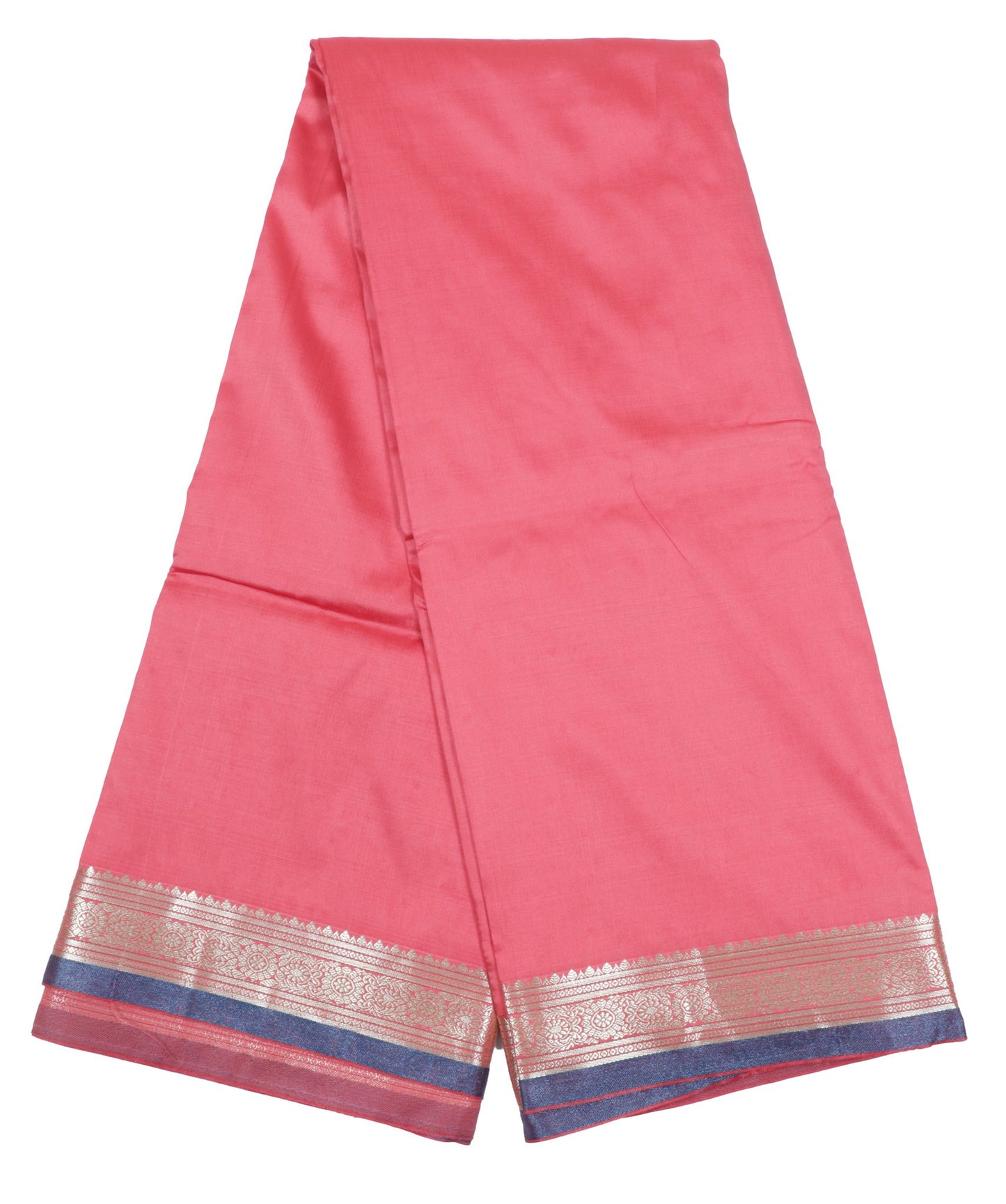 Elegant Weaves Pink and Blue Cotton Silk Saree with Zari Border