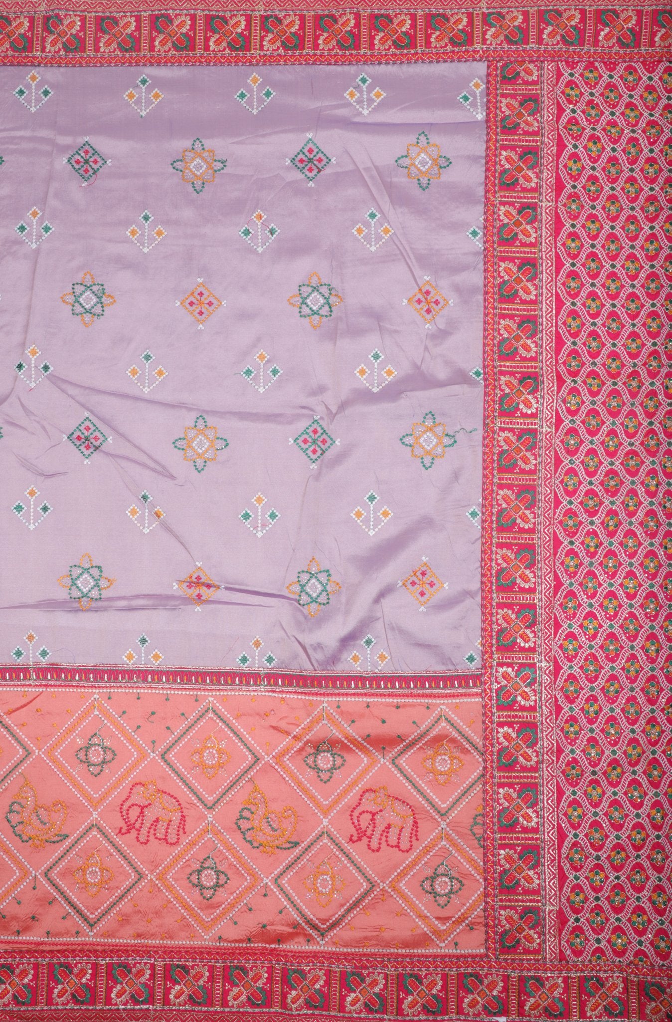 Lavender Silk Saree with Intricate Embroidery