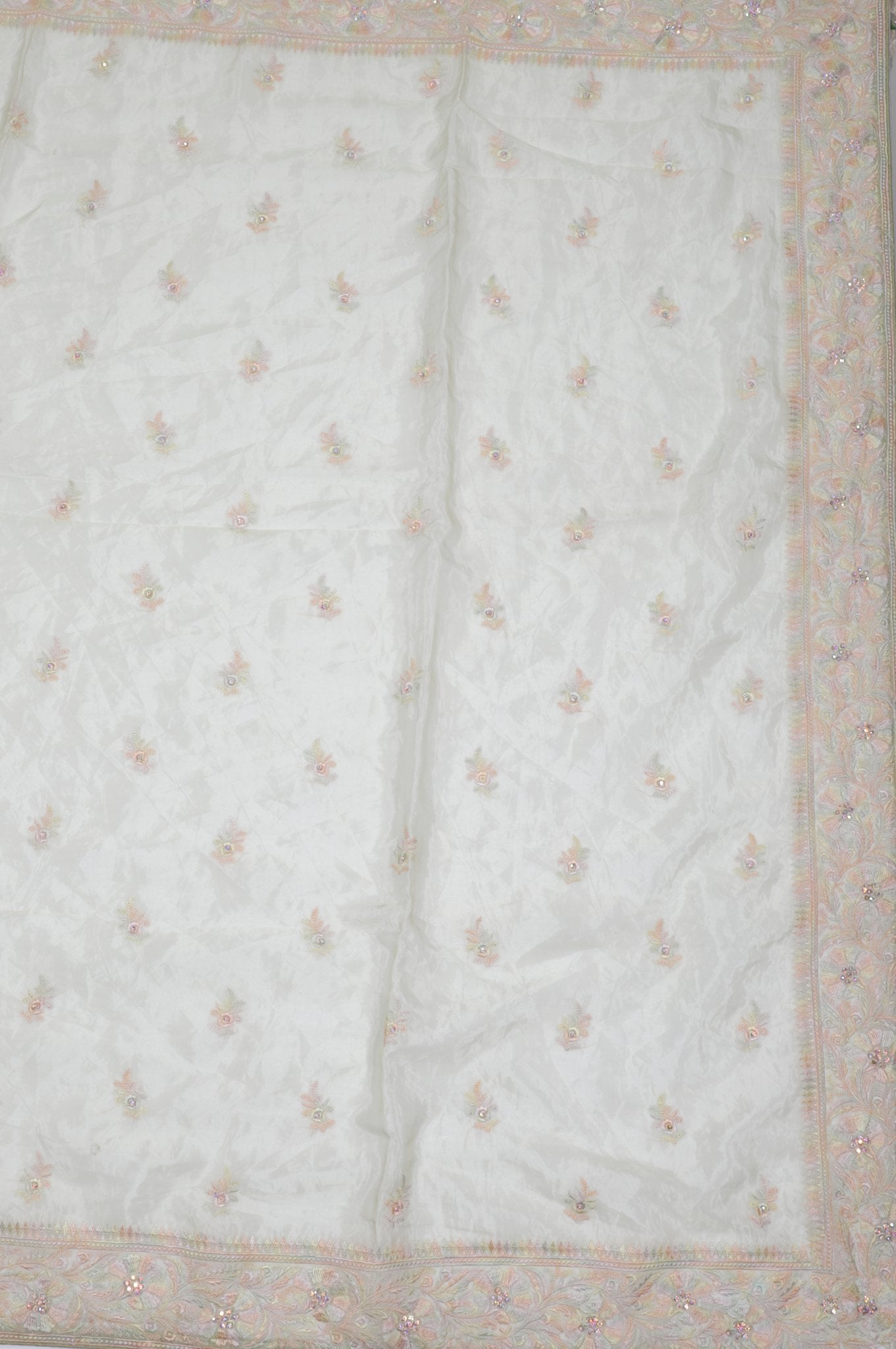 Pastel Green Organza Saree with Intricate Floral Embroidery