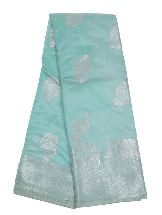 Mint Green Banarasi Silk Saree with Silver Zari Work