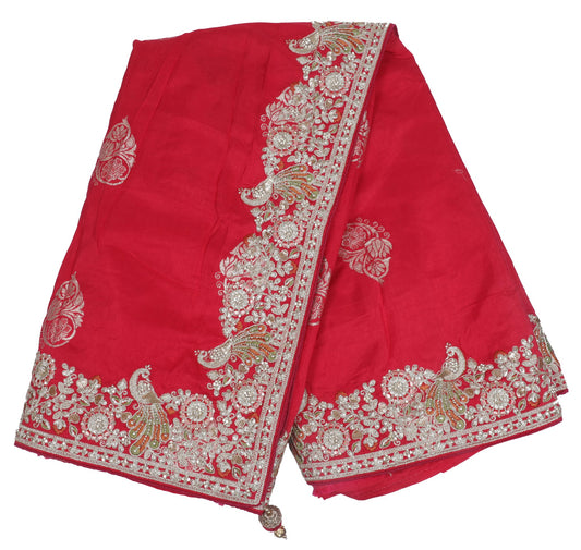 Red Silk Saree with Intricate Zari Embroidery