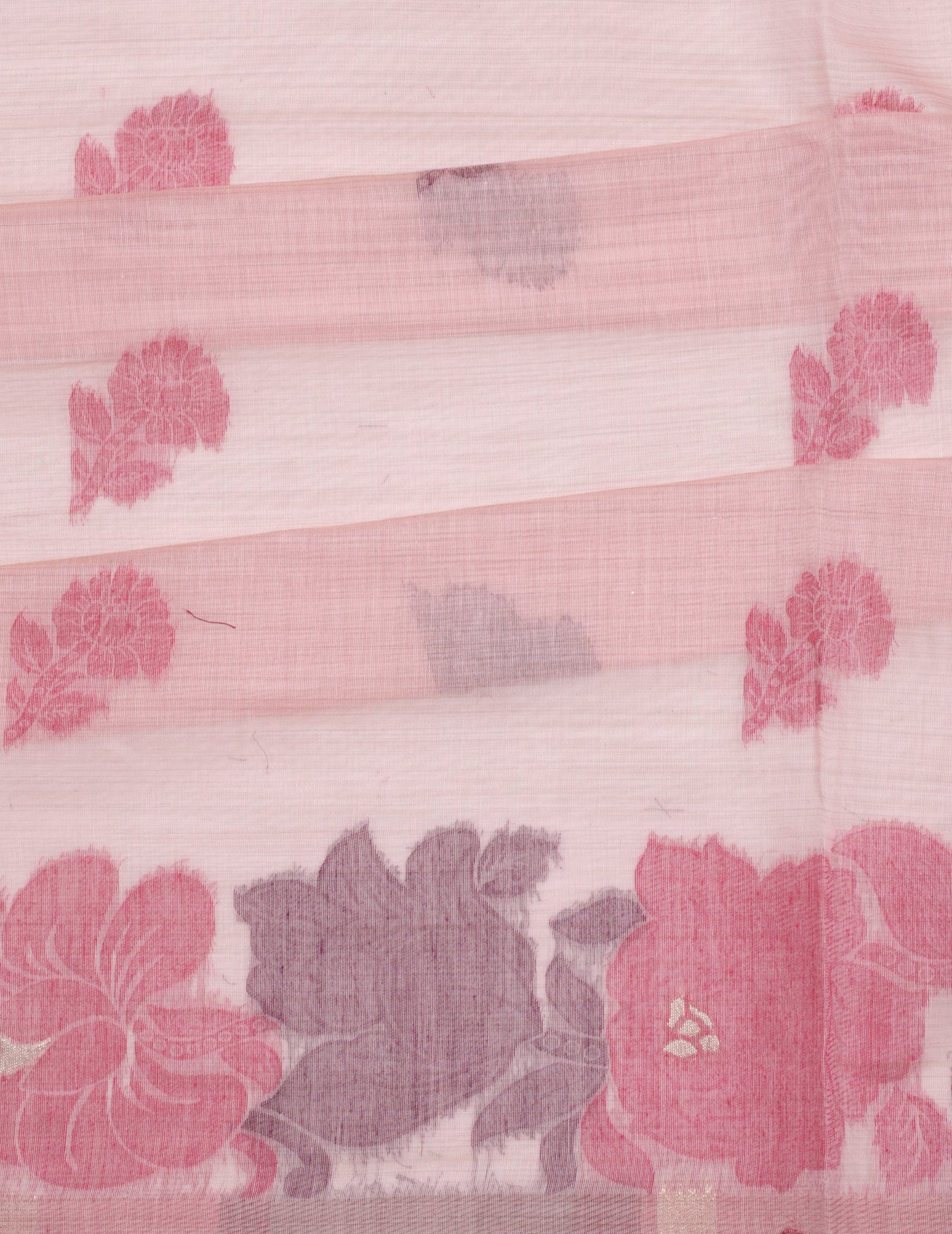 Pastel Pink Floral Cotton Saree