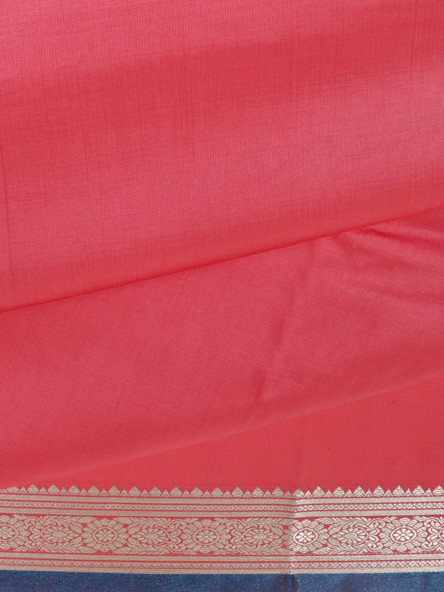 Elegant Weaves Pink and Blue Cotton Silk Saree with Zari Border