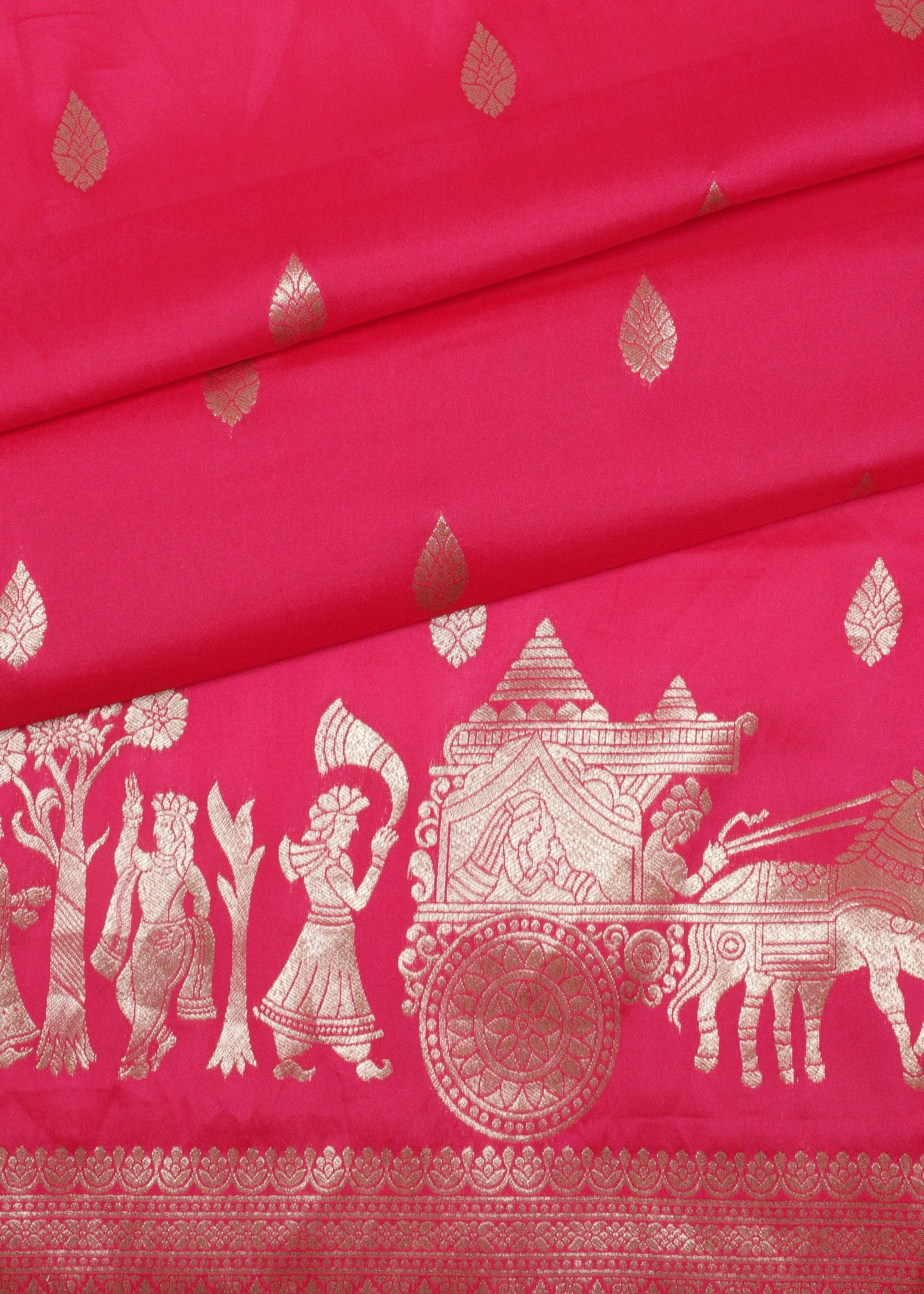 Pink Banarasi Silk Saree with Golden Zari Work
