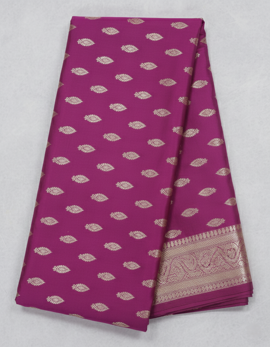 Magenta Banarasi Silk Saree with Zari Leaf Motifs