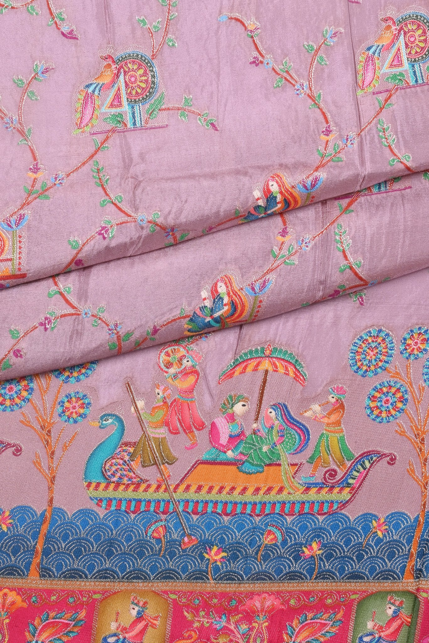 Exquisite Silk Saree with Intricate Multicolor Embroidery
