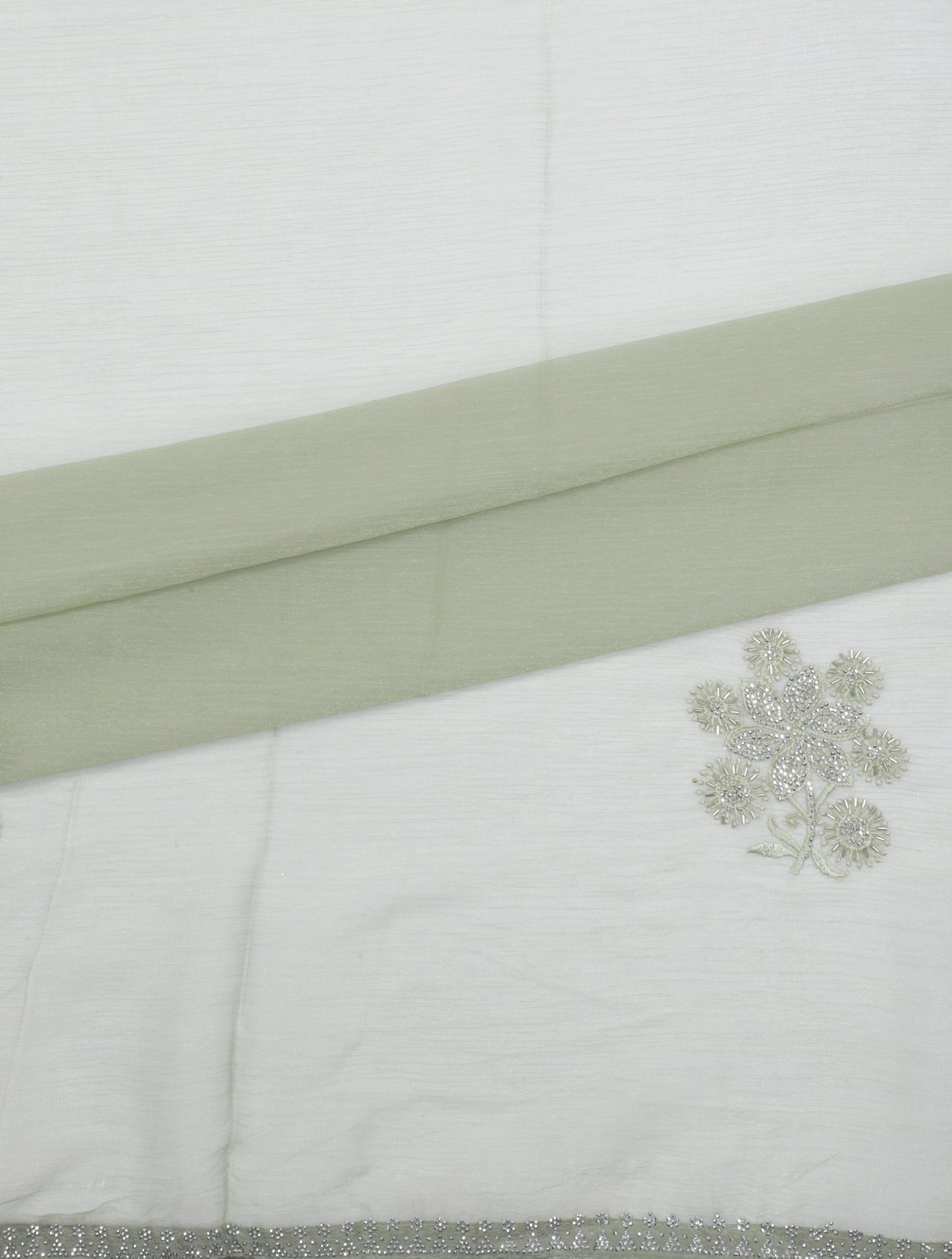 Elegant Weaves Light Green Chiffon Embroidered Saree