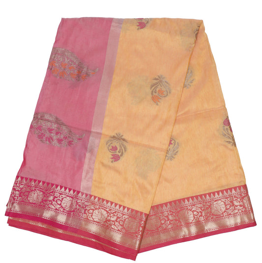 Elegant Weaves Dual-Tone Silk Saree with Zari Border