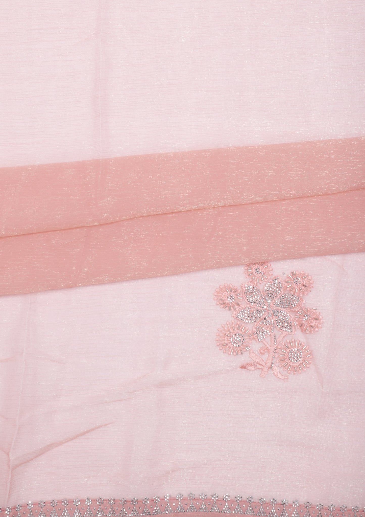 Blush Pink Organza Saree with Floral Embroidery