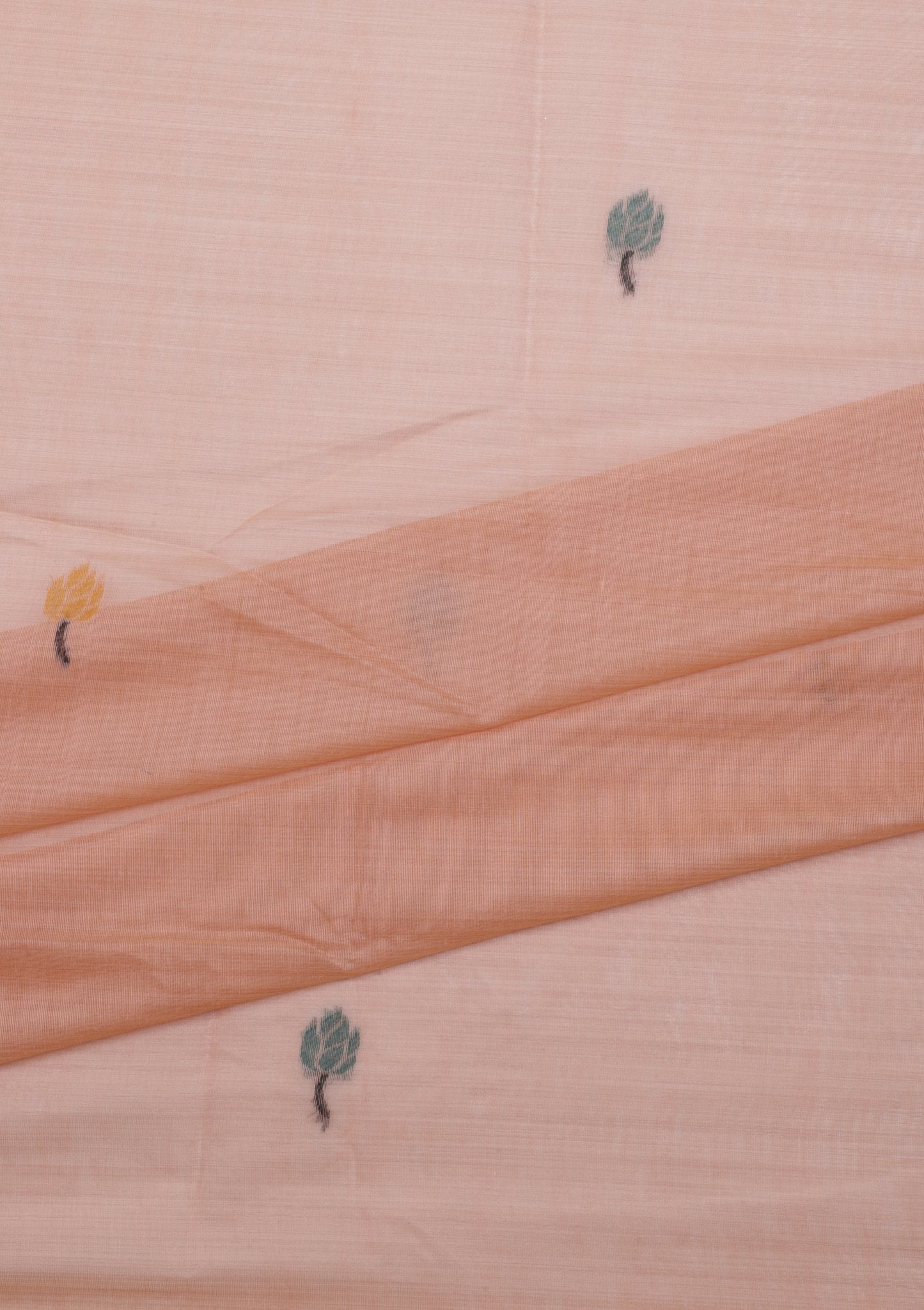 Pastel Pink Handwoven Cotton Saree with Artistic Motifs