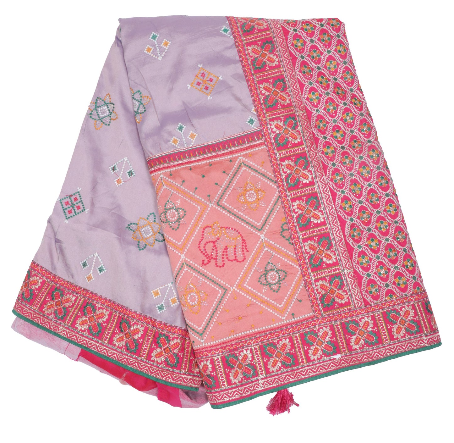 Lavender Silk Saree with Intricate Embroidery