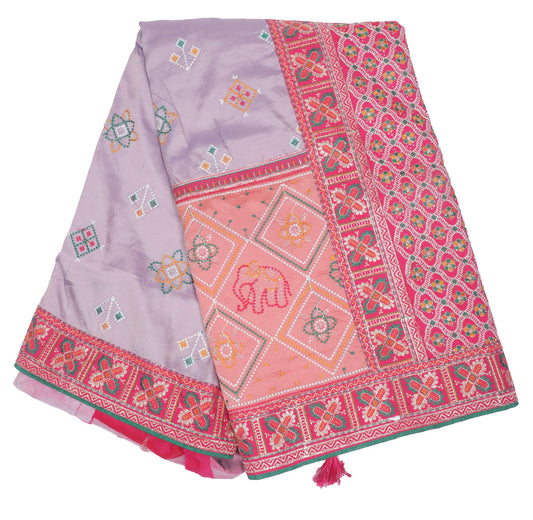Lavender Silk Saree with Intricate Embroidery