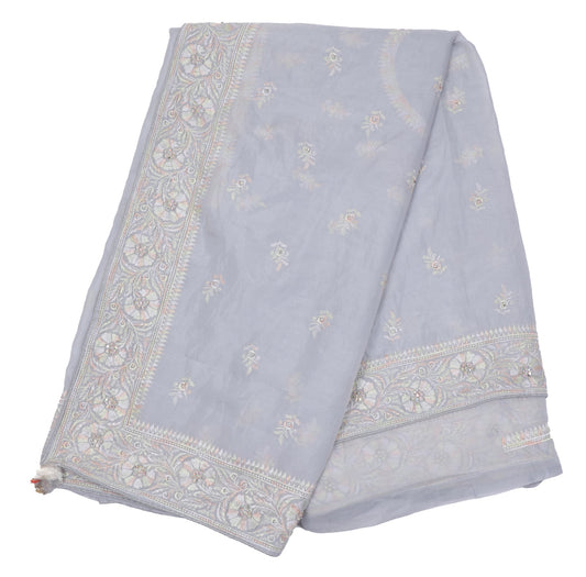 Pastel Embroidered Organza Saree