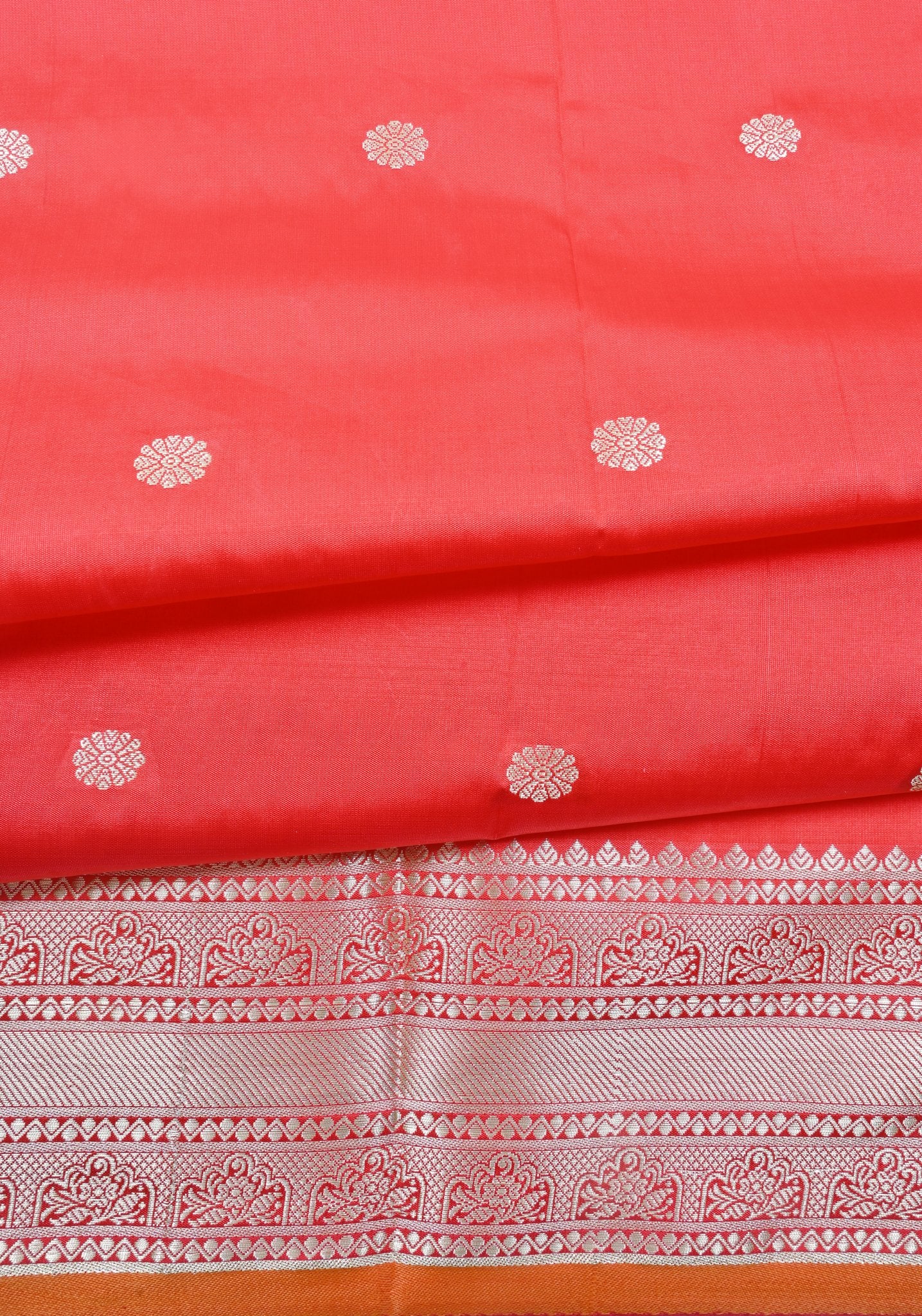 Radiant Red and Gold Silk Saree with Intricate Zari Work