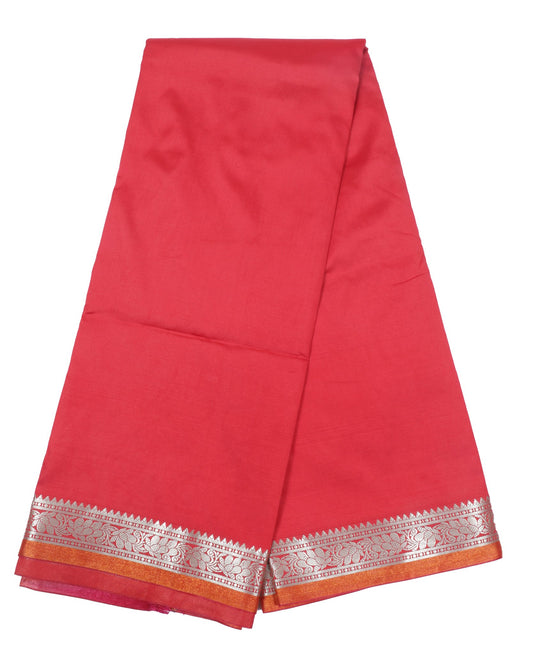 Elegant Weaves Red Silk Saree with Golden Zari Border