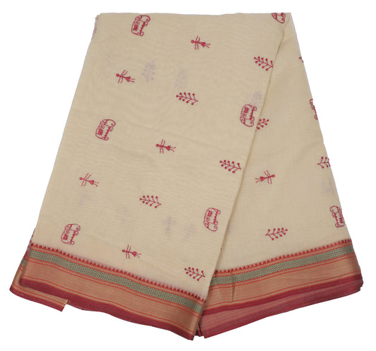 Elegant Weaves Handwoven Cotton Saree with Tribal Motifs