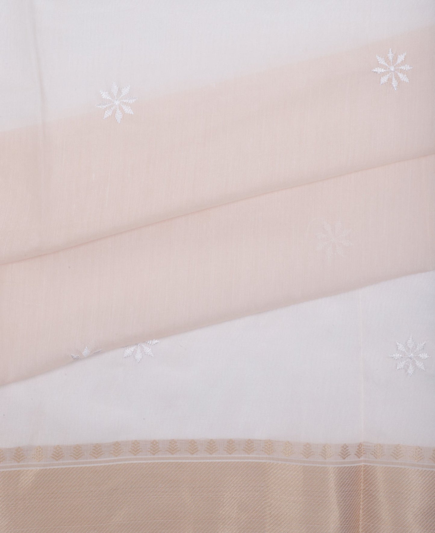Pastel Pink Organza Saree with White Embroidery