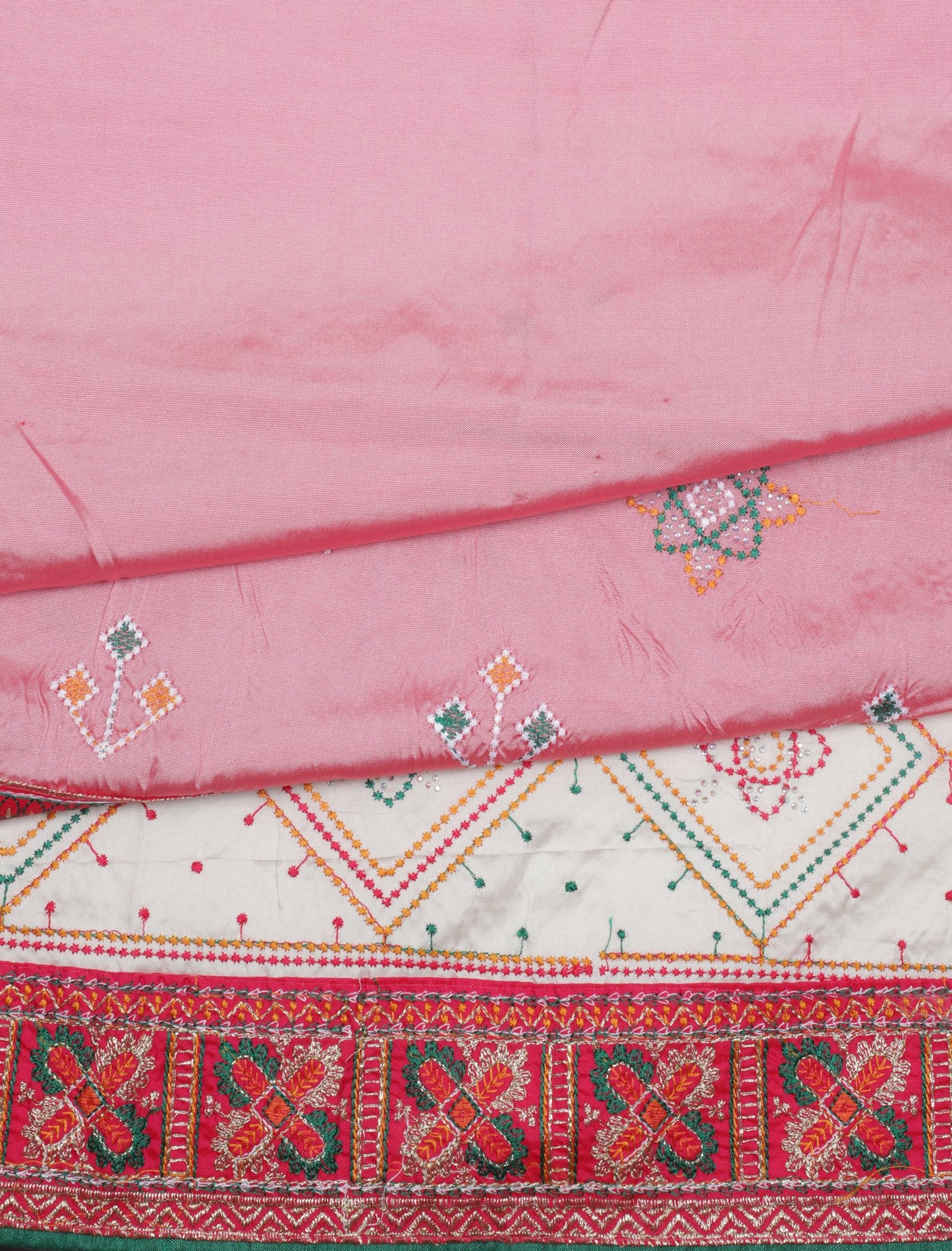 Pink Silk Embroidered Saree with Traditional Motifs