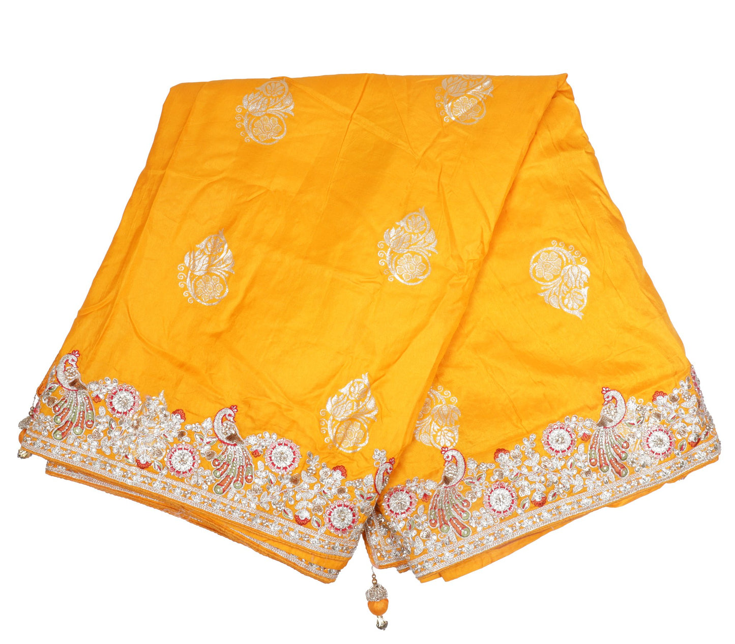 Sunshine Yellow Silk Embroidered Saree