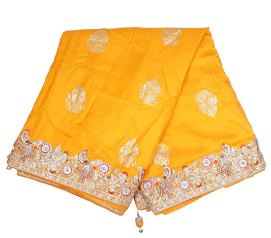 Sunshine Yellow Silk Embroidered Saree
