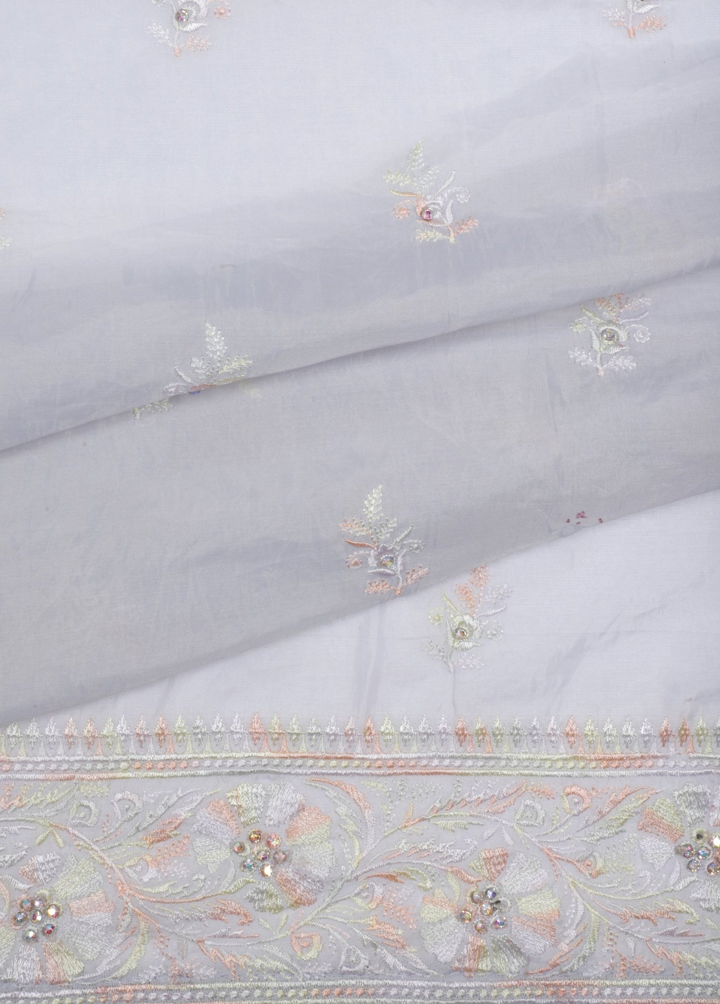 Pastel Embroidered Organza Saree